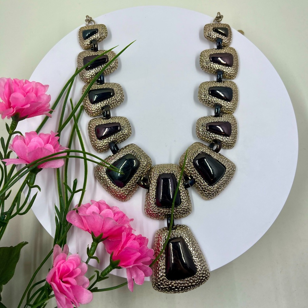 Monet Signed Vintage Chunky Statement Y Shaped Necklace